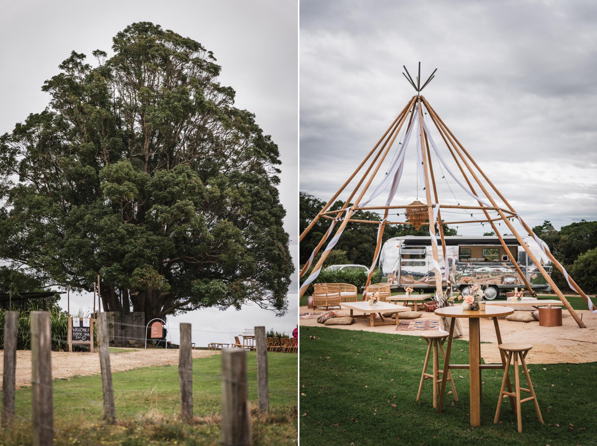 bramblewood farm tipi wedding big tree